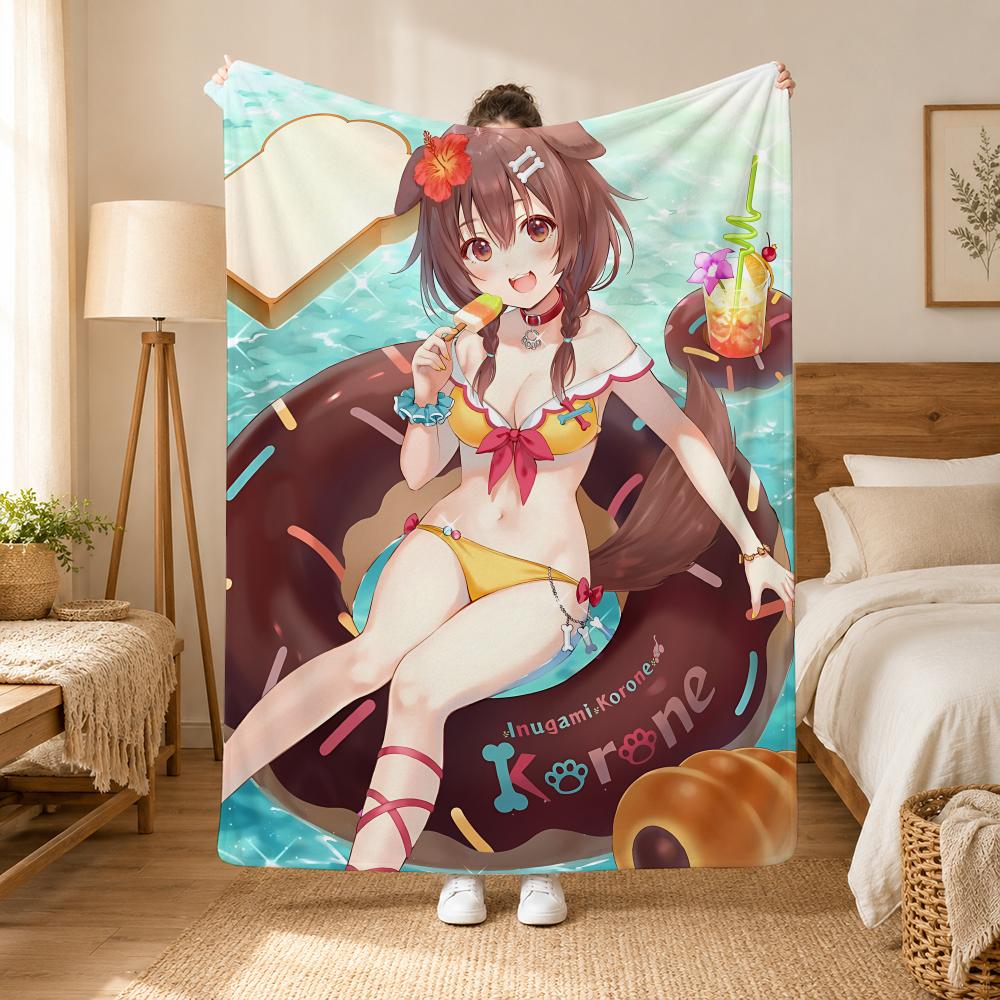 Внугами Короне Vtuber Бросок 240 г Фланелевое одеяло, Подходит для диванов, кроватей, офисов, Изысканные подарочные одеяла