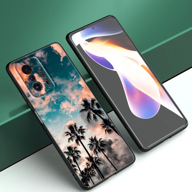 Summer Beach Sunset Sea Phone Case For Xiaomi Mi A2 8 9 SE Note 10 10T 11 12 Lite 9T 11T 12S 12T Pro A3 6X 12X TPU Black Cover