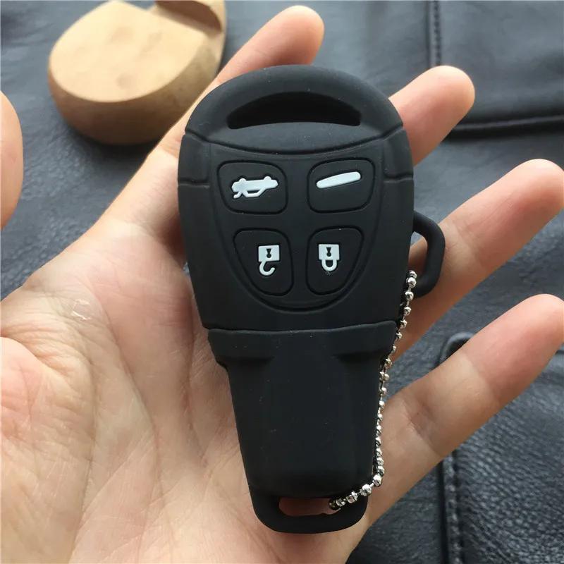 New 4 Buttons silicone rubber car key case shell cover For SAAB 9-3 9-5 93 95 Blank Remote Car Key Shell Fob Case Cover