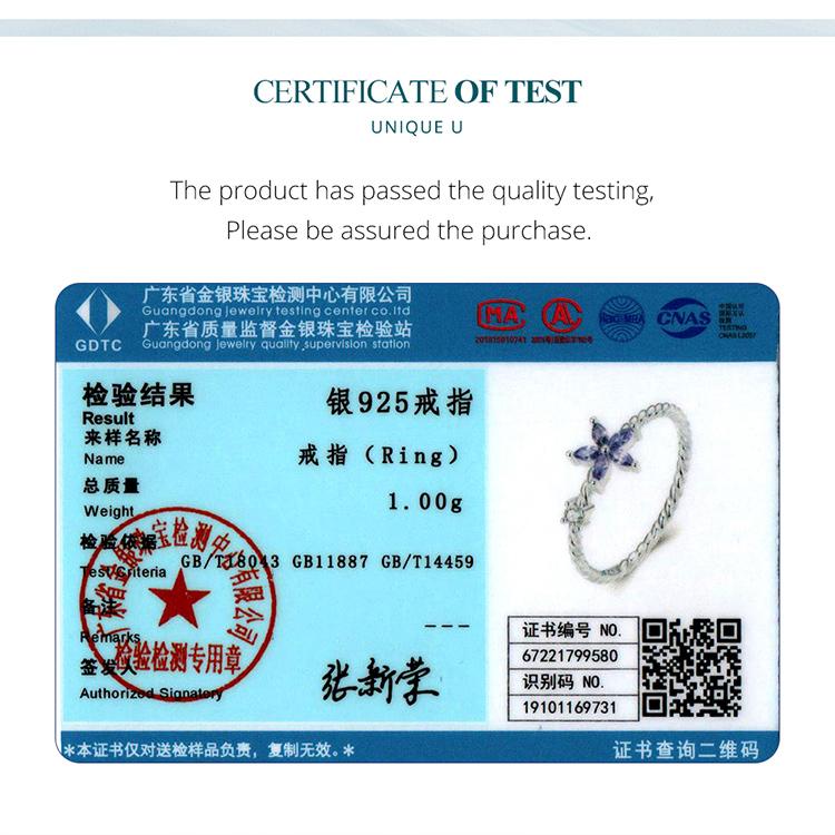 Bamoer 925 Sterling Silver Delicate Purple Zircon Dainty Flower Ring for Women Simple and Fashionable Rings