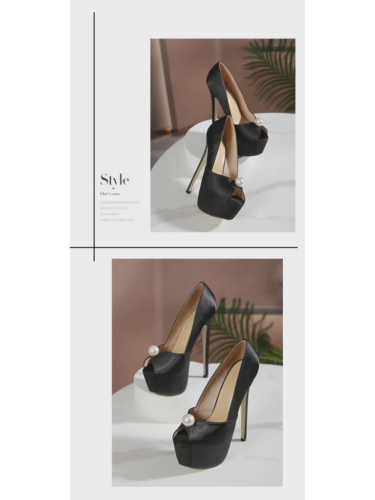 Stylish Stiletto Pearl Platform Sandals – Sexy High Heel Waterproof Shoes for Women