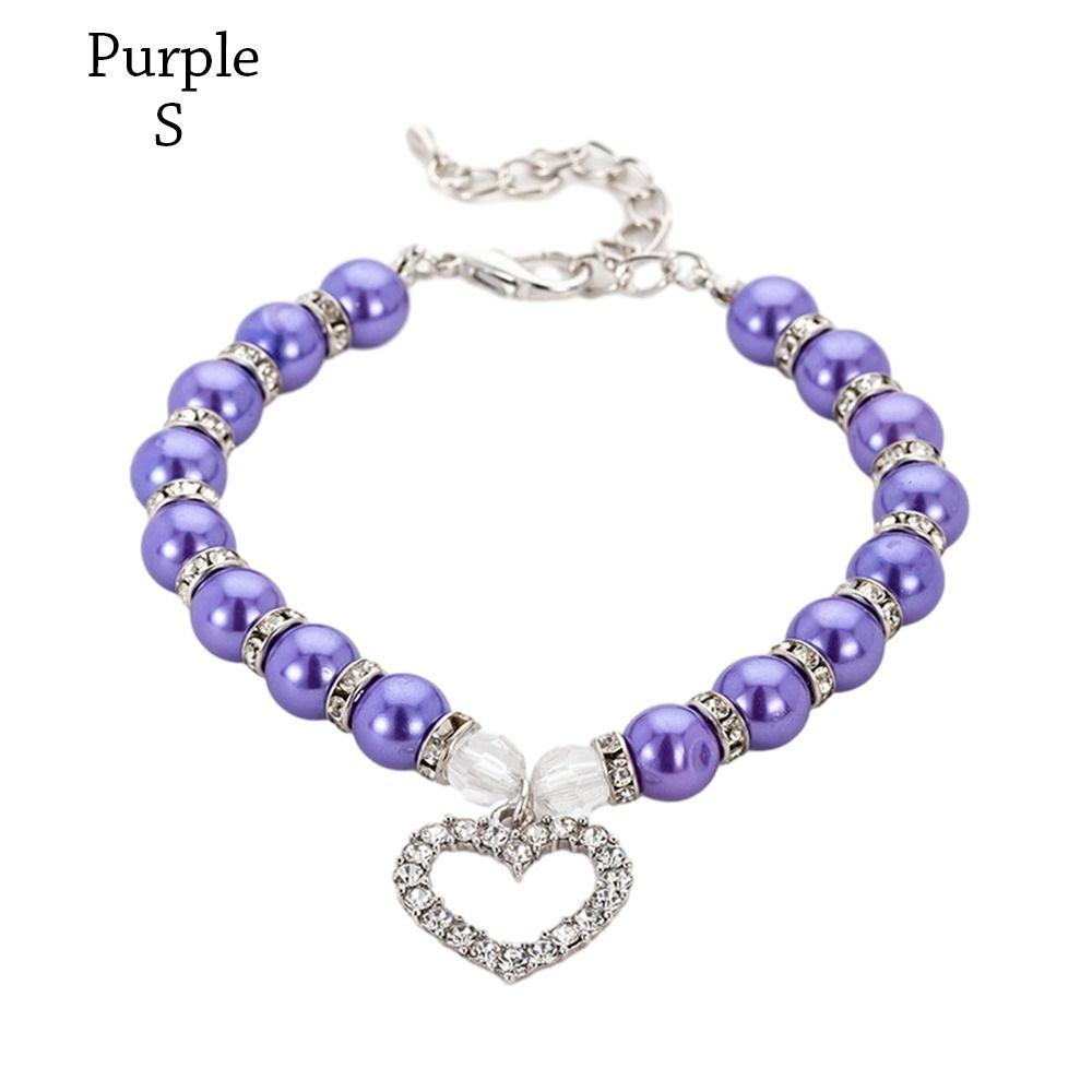 

Регулируемое ожерелье из искусственного жемчуга для собак, ошейник для собак, ювелирные изделия, цепочка на шею для собак и кошек, роскошные аксессуары с бриллиантовой подвеской M фиолетовый