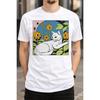 Plus Size - Men's T-Shirt S-5XL Featuring A Quirky Cat And Eye-Flower Graphic Print - A Casual Short-Sleeve Round-Neck Top With A Relaxed Fit,