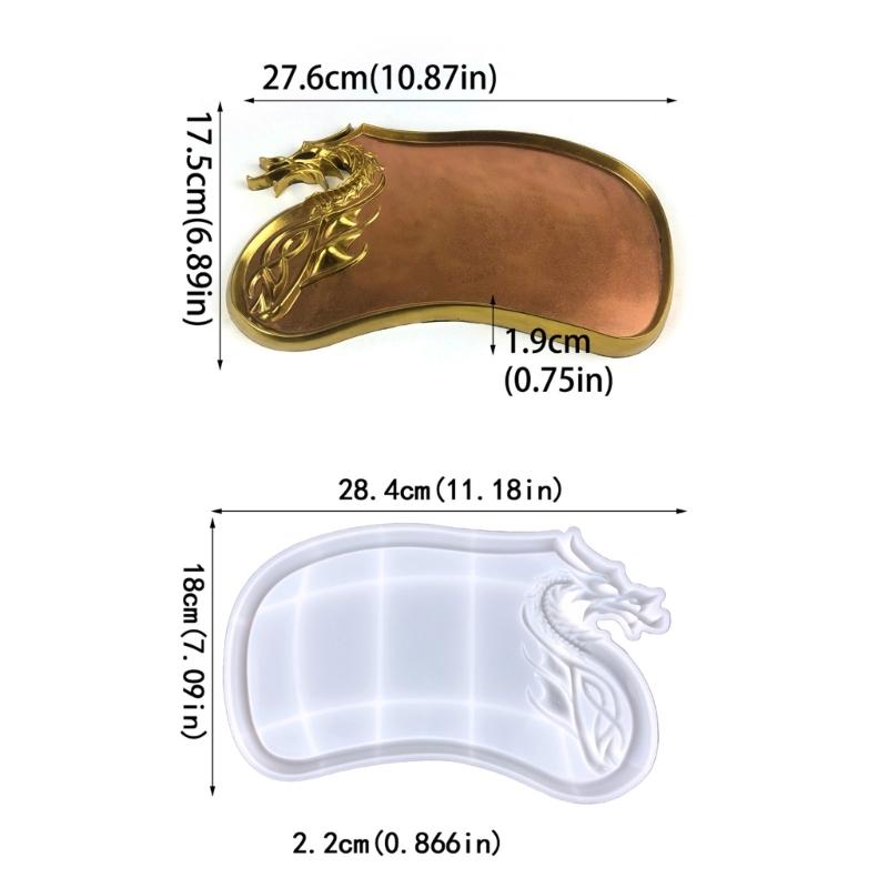 Tray Molds Cup Pad Molds Epoxy Resin Molds Dragon Head Shaped Silicone Material for DIY Hand-Making Resin Artworks