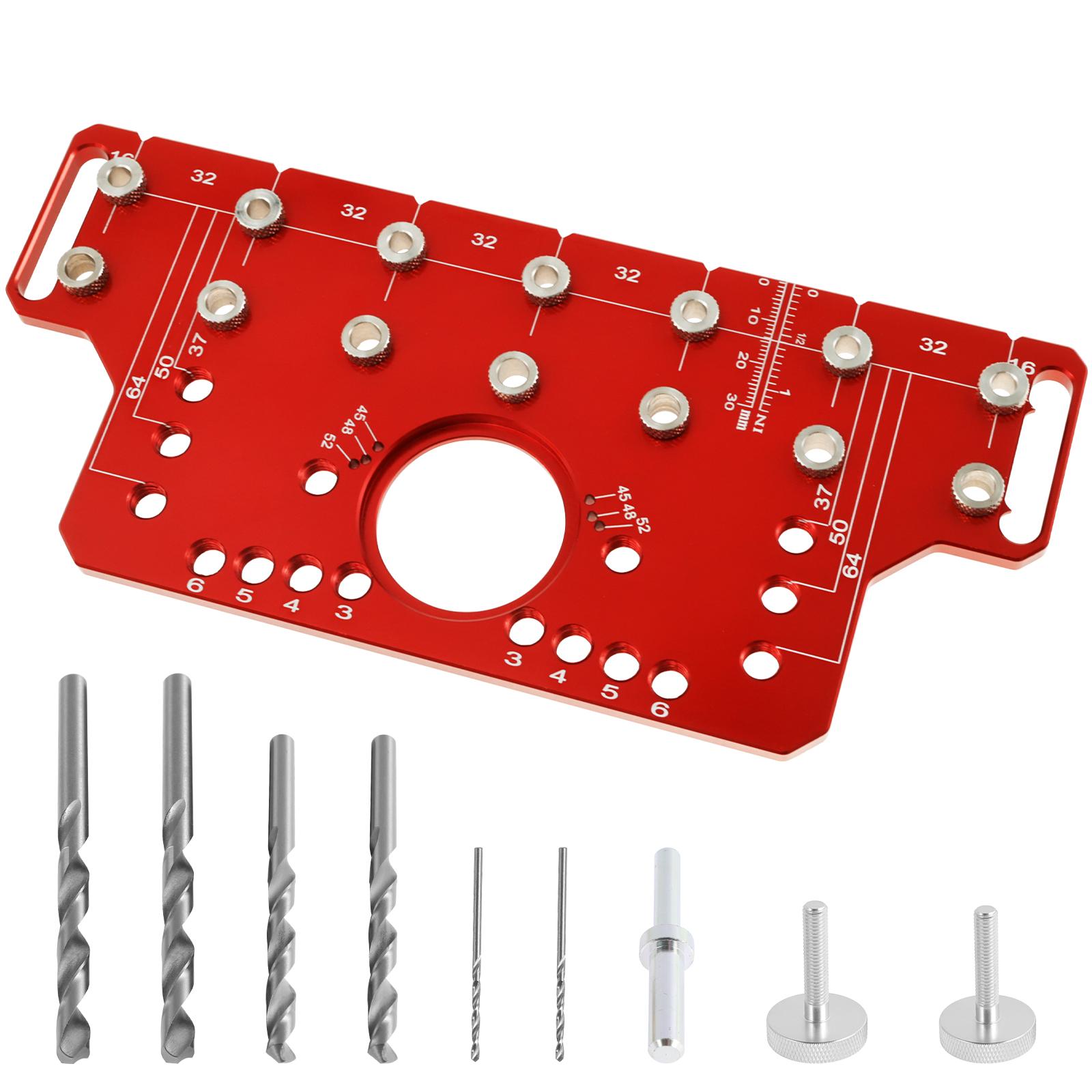 

2-в-1 приспособление для фиксации полок и петель, приспособление для сверления отверстий в мебели из алюминиевого сплава, регулируемый шаблон для сверления отверстий в шкафу