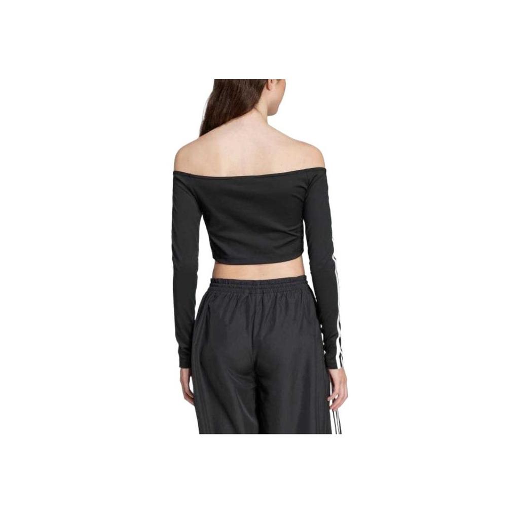 Adidas Damen Adicolor Off-Shoulder Langarm-Langarmtop Schwarz Damen Streetwear JD0274