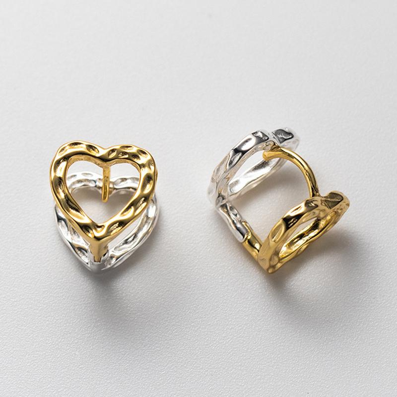 

Серьги-гвоздики Foxanry для предотвращения аллергии серебряного цвета для женщин, модные креативные полые серьги с сердечками и геометрическими геометрическими украшениями ручной работы, вечерние украшения 9568 серебряный