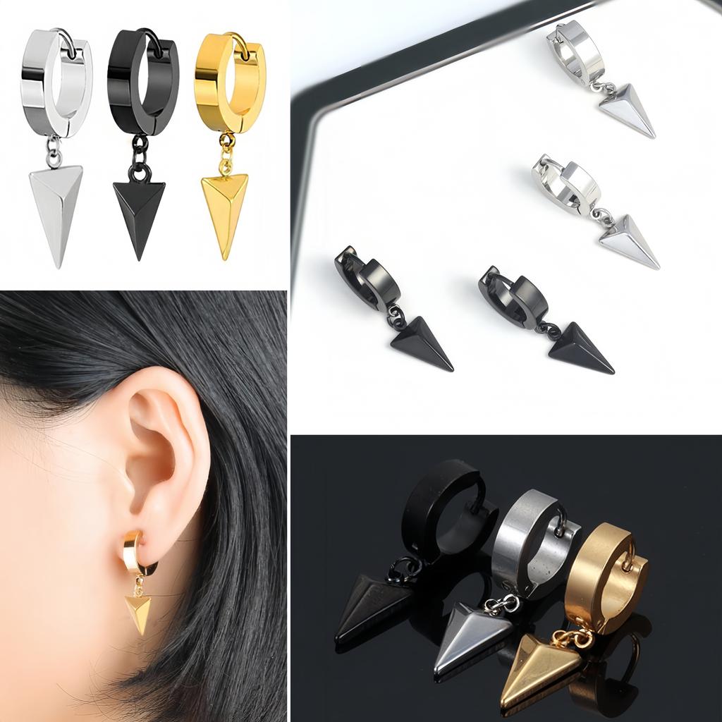 1-10 Pair Punk Geometric Minimalist Black Stainless Steel Hoop Earrings for Ladies Modern Daily Trendy Huggie Jewelry 2025 New