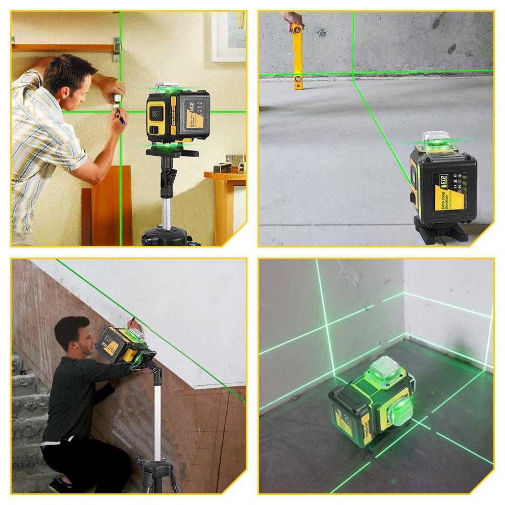 MELLWIN Professional 16 Lines 4D Laser Level with APP Remote Control – 360° Horizontal & Vertical Self-Leveling Green Beam Laser Tool