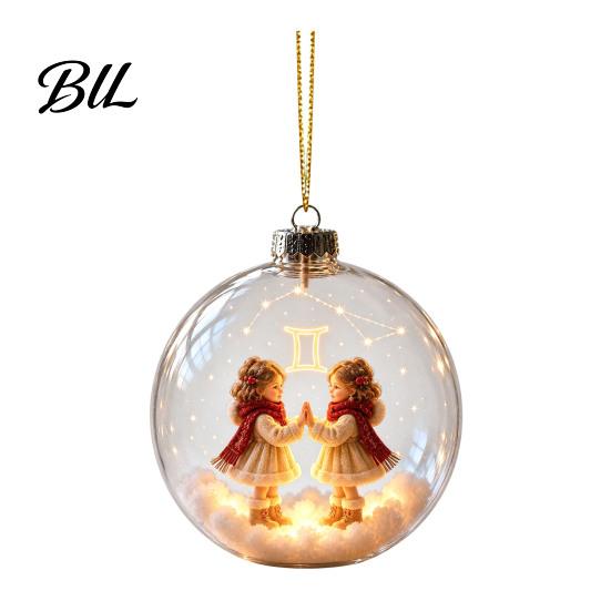 Festive Home Holiday Accents Zodiac Christmas Ornament, Twelve Sign Hanging Decoration, 2D Acrylic Decorative Ornaments for Holidays Horoscope Pendant