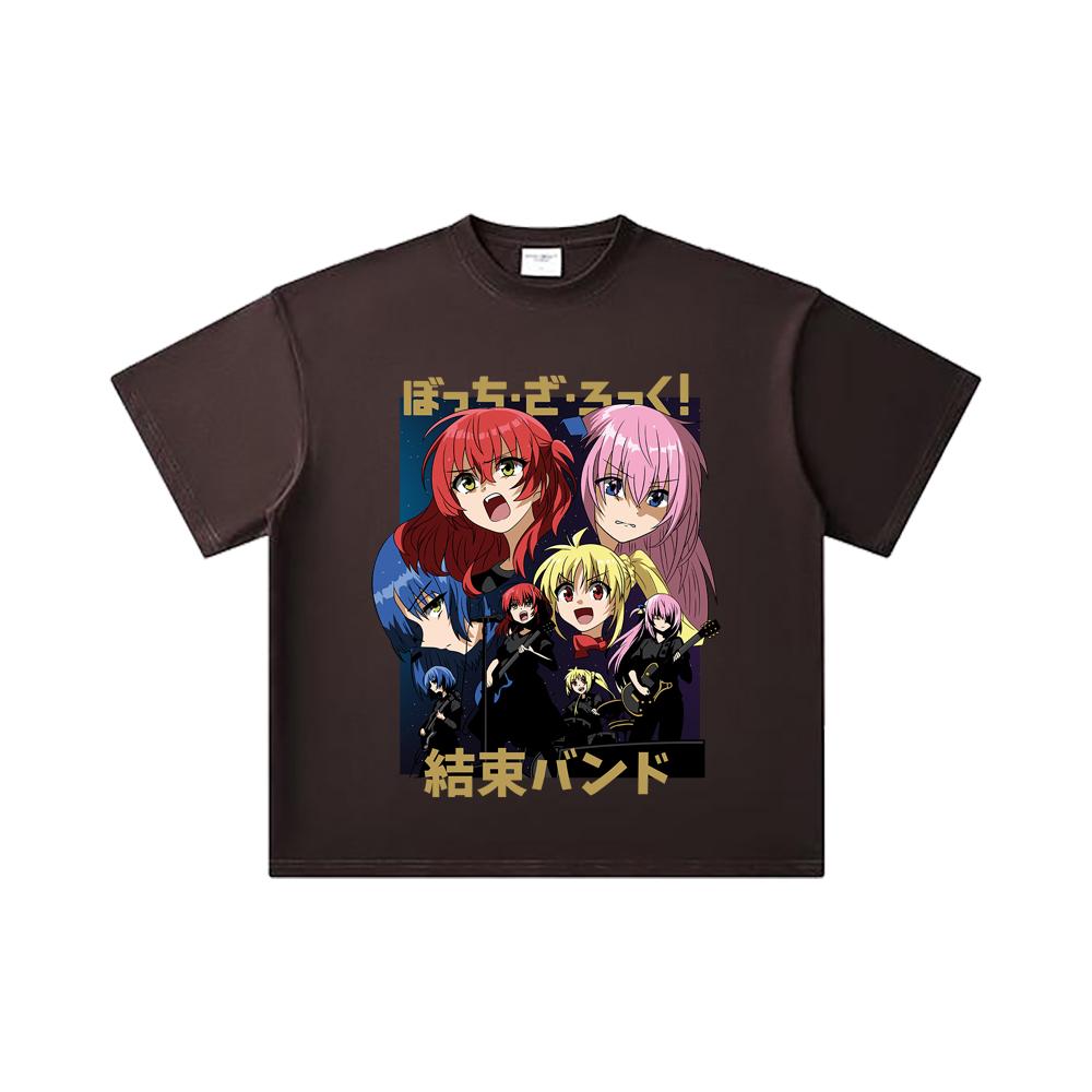 260 GSM Double Yarn 32 Count 100% Cotton Bocchi The Rock V1 Print Unisex Heavy Cotton T Shirt