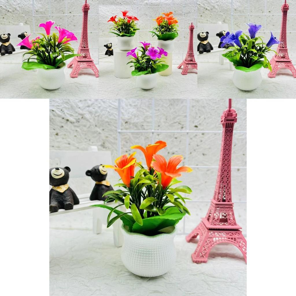 Artificial Lily Plant With Plastic Construction For Office Desk Decor And Home Interior