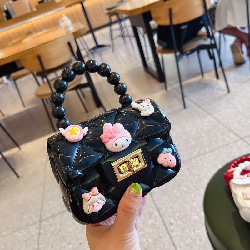 Children's cute cartoon jelly bag girls silicone change bag messenger bag little girl mini pearl handbag