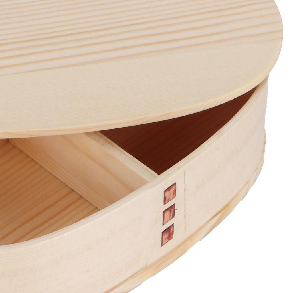 Portable Lunch Box Set Japanese Wooden Food Storage Container for Home Picnic 17x9cm