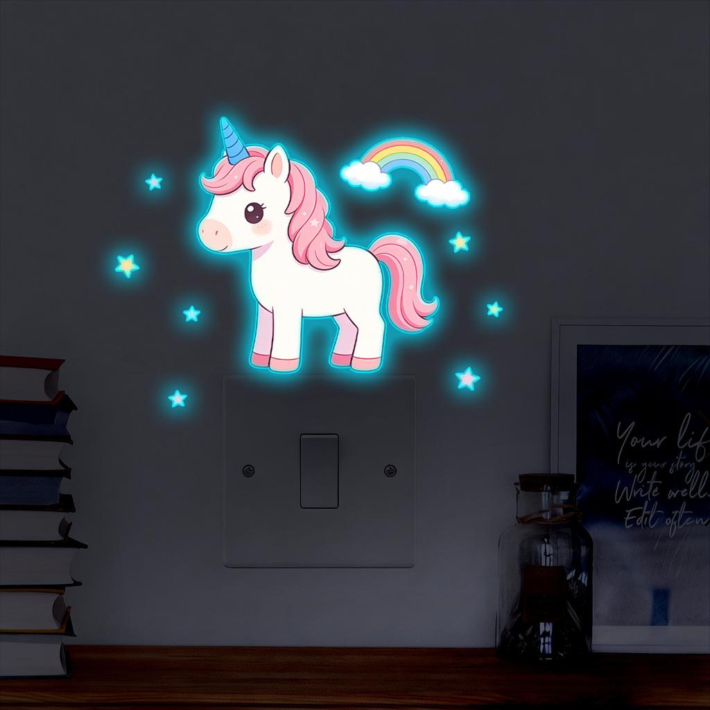 Creative Unicorn Luminous Living Room Bedroom Study Wall Decoration Stickers