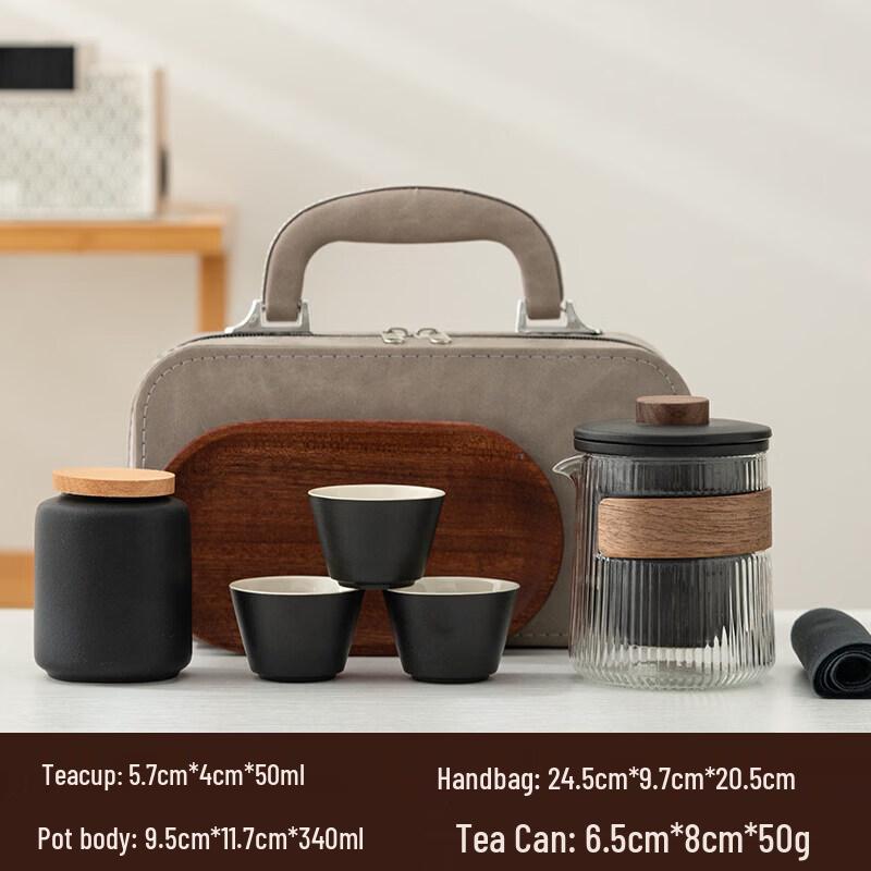 Portable Ceramic & Glass Kung Fu Travel Tea Set