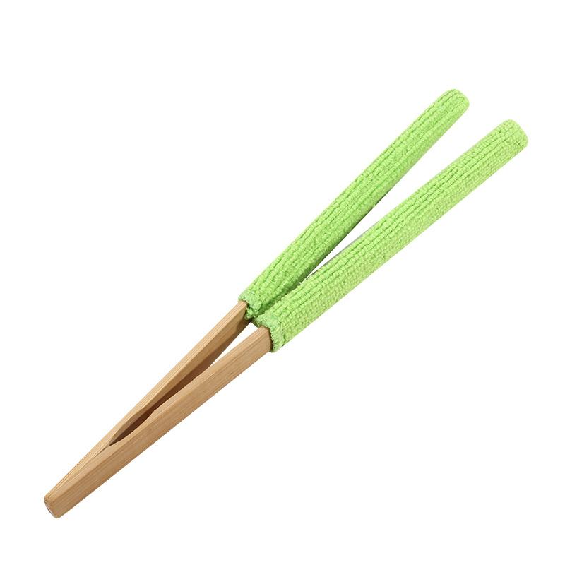 

1PCS Leaf Cleaning Tongs - Handheld Green Plant Cleaning Brush Bamboo Handle,Durable Bamboo Design for Efficient Leaf Removal зелений