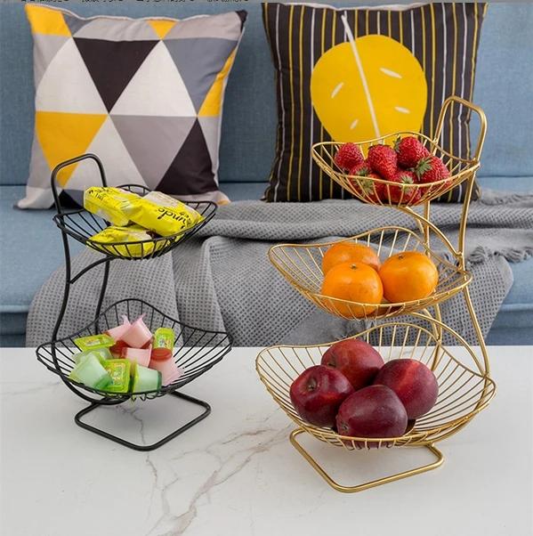 3-Tier Metal Fruit Vegetable Storage Rack Countertop Basket Organizer for Snacks Kitchen