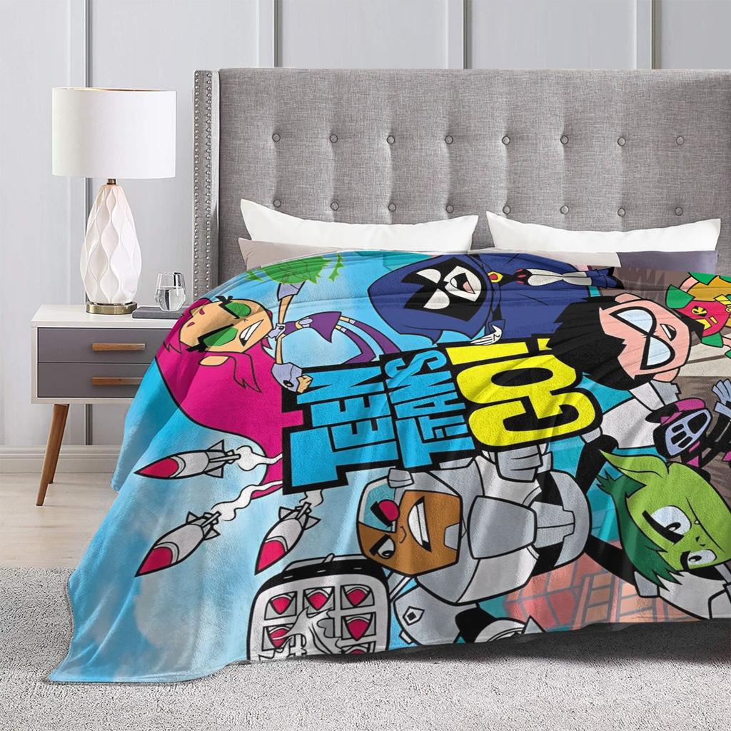Coperta Familiare Teen Titans Go Flanella Vintage Morbida Coperte per Coprire Sedia Divano Inverno,