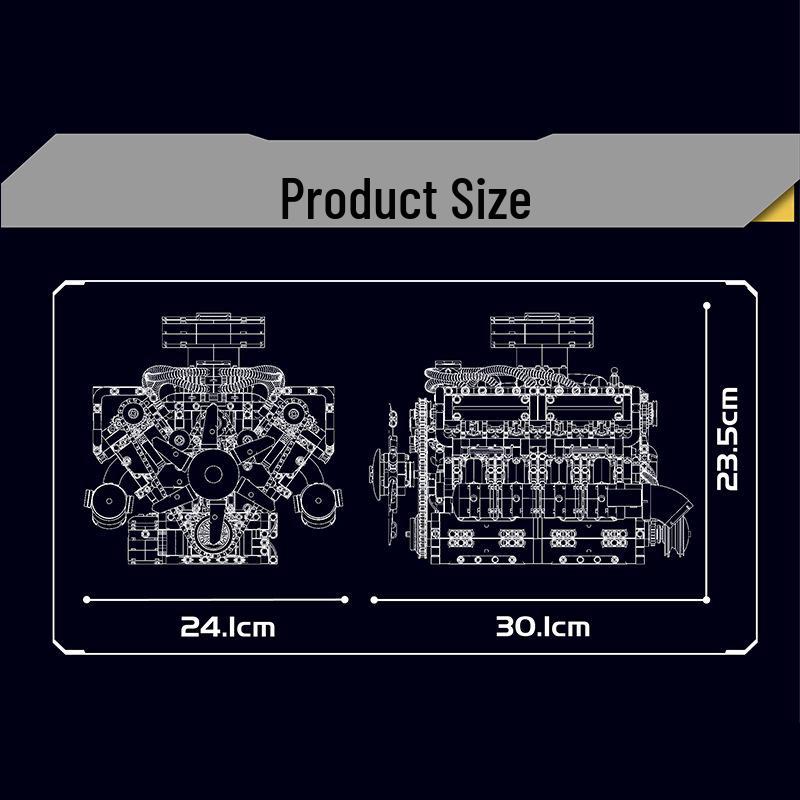 Yuxing King 10182 V8 Engine Tank: Remote Control Electric Eight-Cylinder Building Blocks Toy