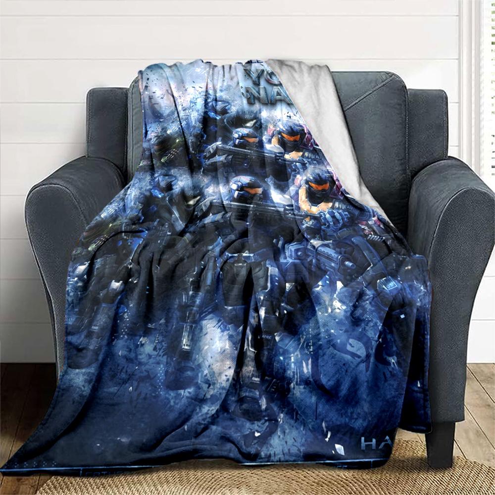 Name Custom Halo Game Print Flannel Blanket High Quality Warm Comfortable Cover for All Seasons Perfect for Gifts Home Decor