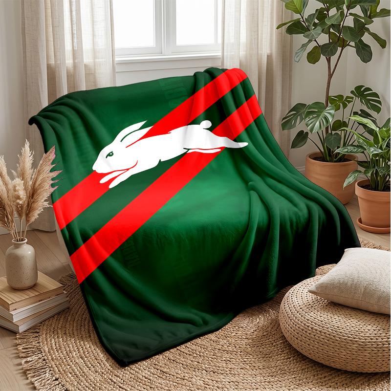 South Sydney RabbitPrinted Flannel Blanket Cozy Skin-Friendly Warm Throw for Couch Bed Indoor Daily Use