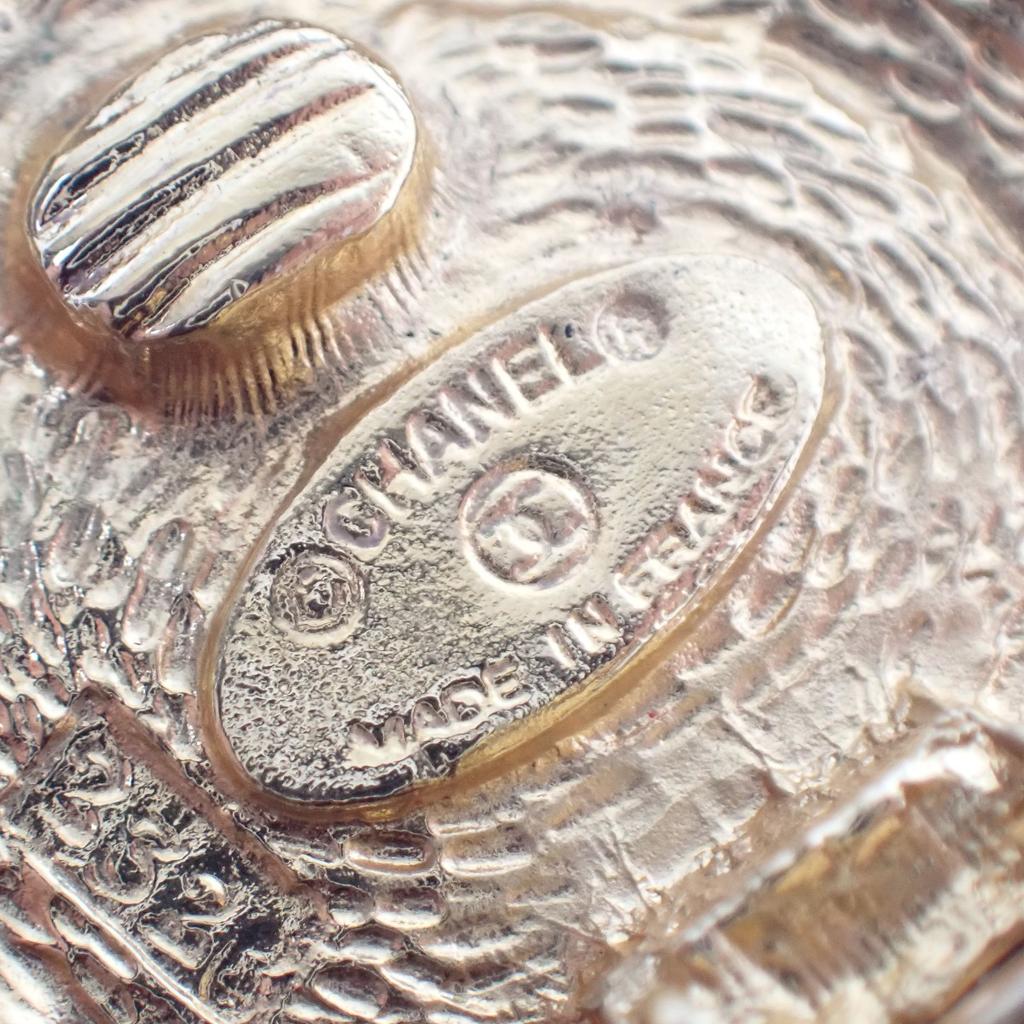 CHANEL Engraved, large Gold Plated Earring Gold Plated gold Women Used