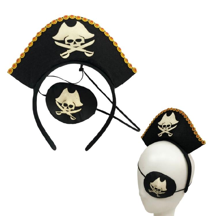 Fun Headbands Halloween Pirate Eyepatch for Party Glitter Headwear Photo Props