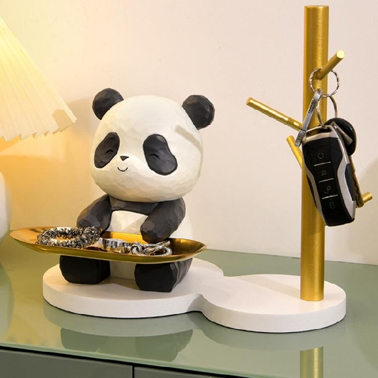 Harz Panda Figur Schlüsselablage Stilvoll und Praktisch Tierstatue Skulptur Organizer für Zuhause Eingangsbereich Dekorationen