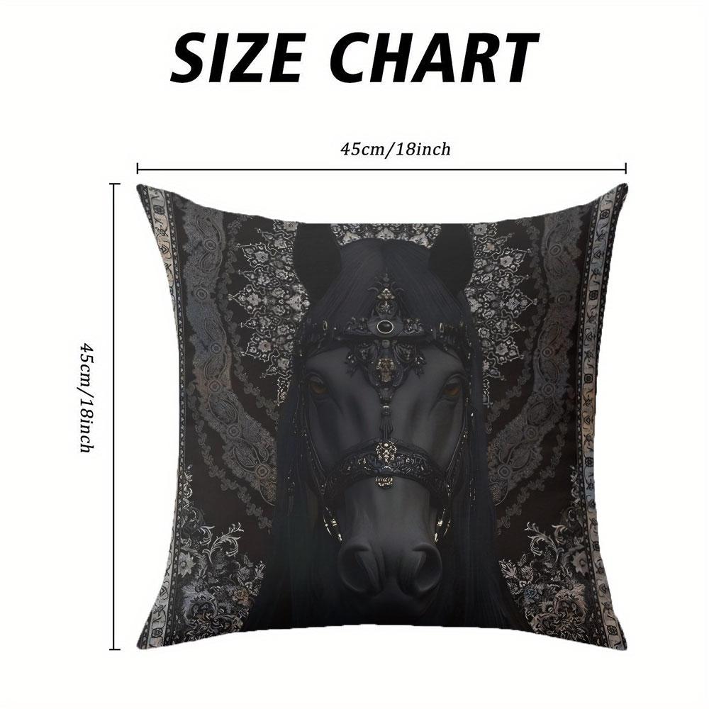 Black Horse square Jacquard Pillow Cover for Sofa Office Waist Cushion Cover Home Decorative Pillowcase