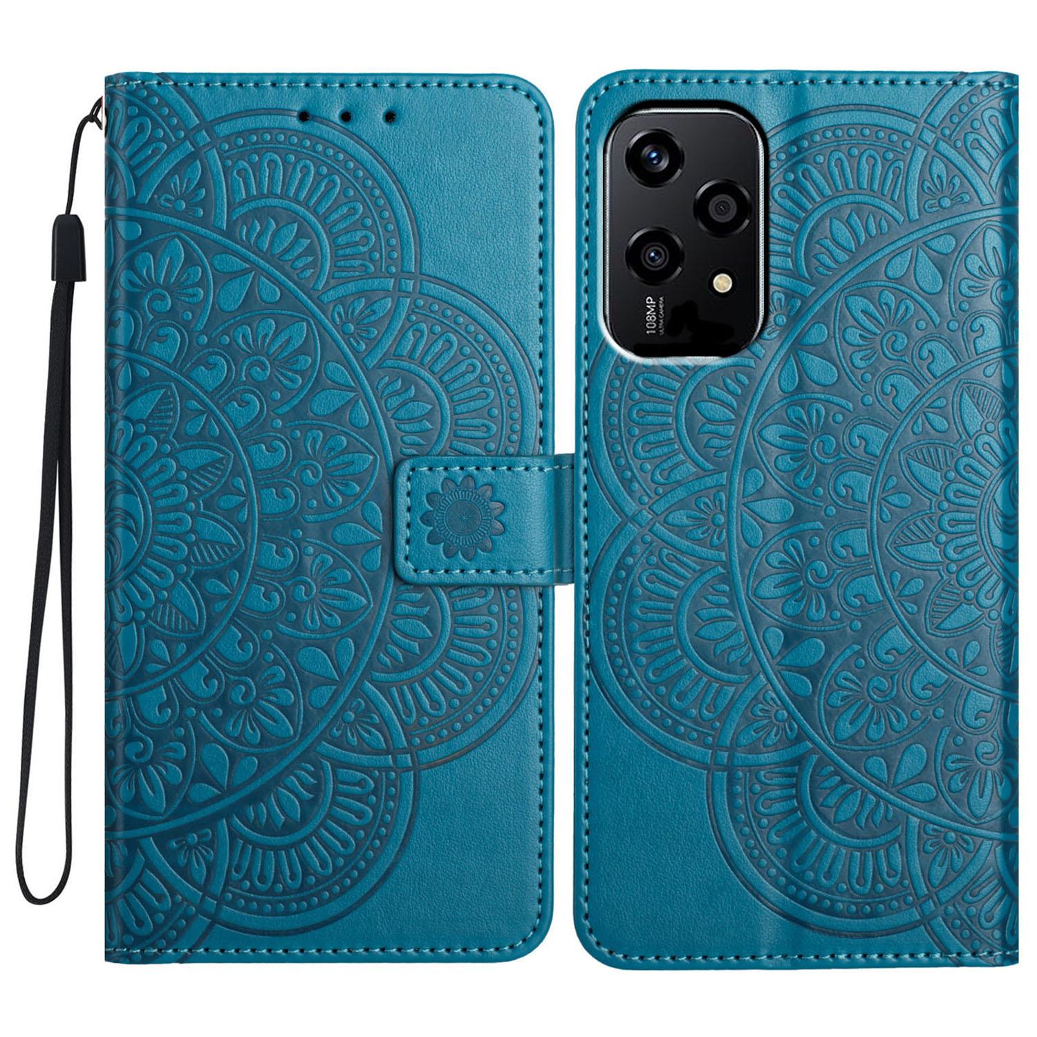 

Кожаный чехол для Honor 200 Lite с отделениями для карт, узор Мандала, чехол-подставка для телефона Blue