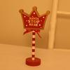 Christmas Street Sign Light with Bowknot Santa Stop Here North Pole Letter Vintage Reusable Xmas Holiday Decoration Desktop Guideboard LED Lamp