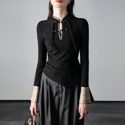 Topuri pentru femei în stil chinezesc: Cămăși noi toamnă-iarnă slim-fit