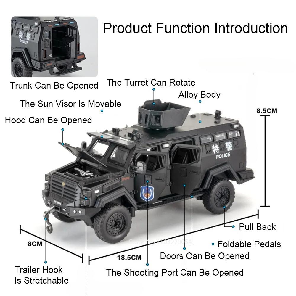 1:32 Dongfeng Mengshi Sabertooth Alloy Diecast Off-Road Vehicles Model Toys Car Rubber Tire Pull Back Doors Opened Friend'S Gift