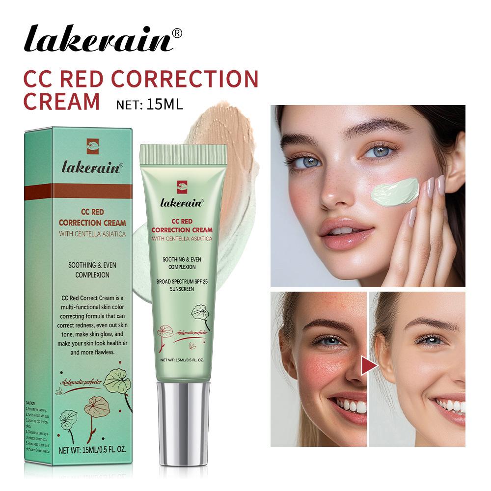 Lakerain CC-Creme: Feuchtigkeitsspendender, Hydratisierender, Leichter, Farbkorrigierender Primer und Langanhaltender Concealer in 3 Farbtönen. 15ml