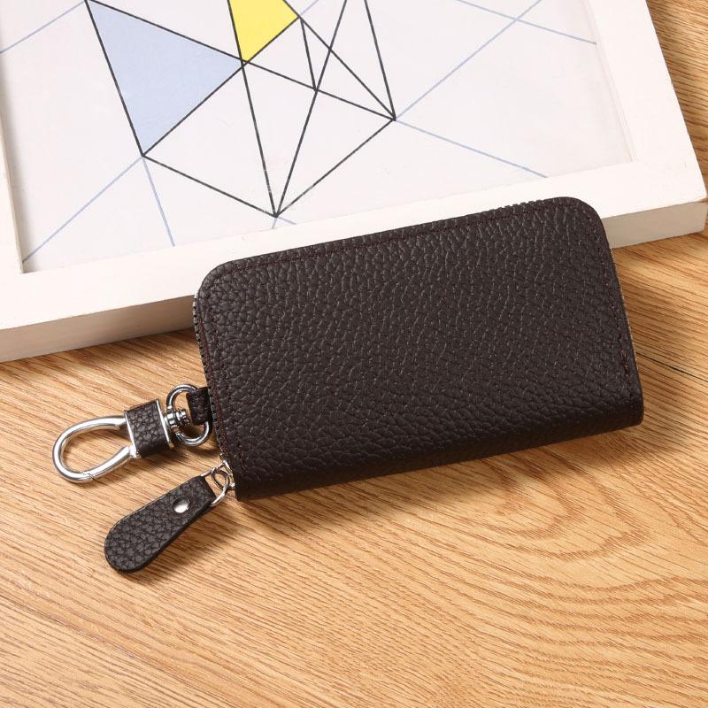 PU Leather Multifunctional Fashionable Simple Women's Key Bag Portable Anti-theft Zipper Home Key Bag