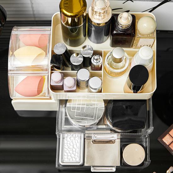 Storage Rack with Clear Windmill Shape Organizer Large Capacity Cosmetics Organizer Dustproof Cosmetic Case for Bathroom Desktop