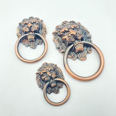 Zinc Alloy Lion Head Antique Style Drawer Handle Electroplated Furniture Pull