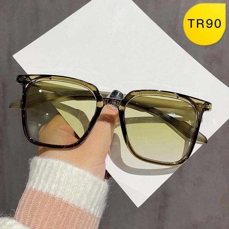 Tr90 Gradual Color Change Sunglasses Women'S Light Box Glasses Advanced Sense Anti-Ultraviolet Large Frame Sunglasses