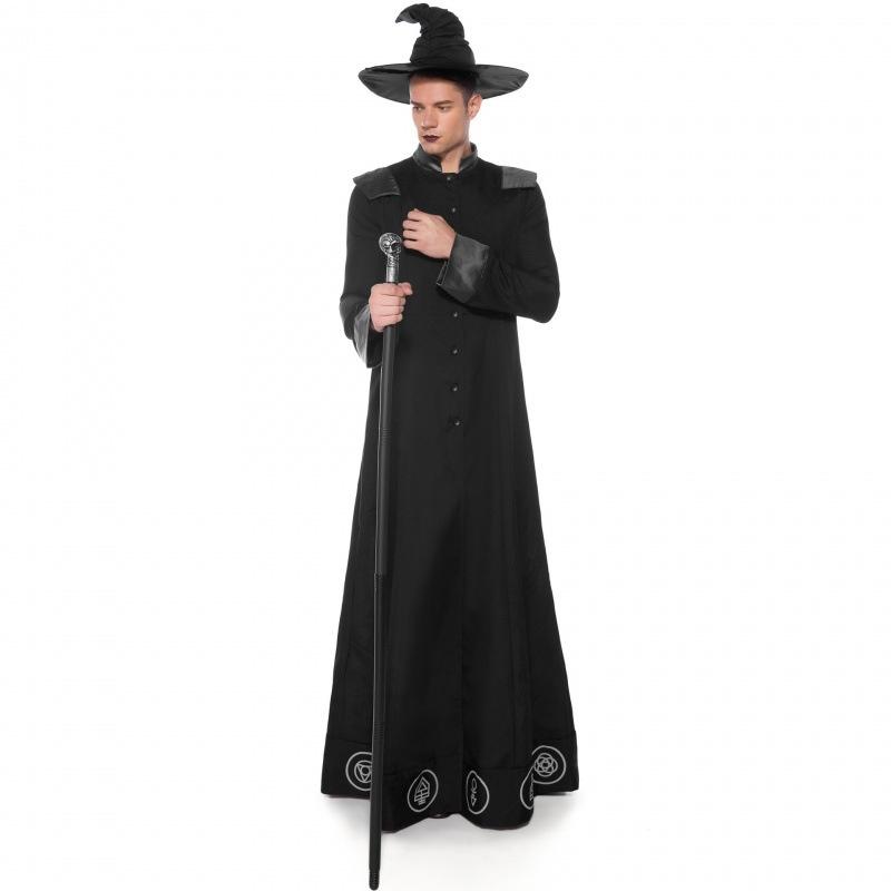 Wizard Black Elegant Costume For Men Suitable For Halloween Parties And Character Roleplay
