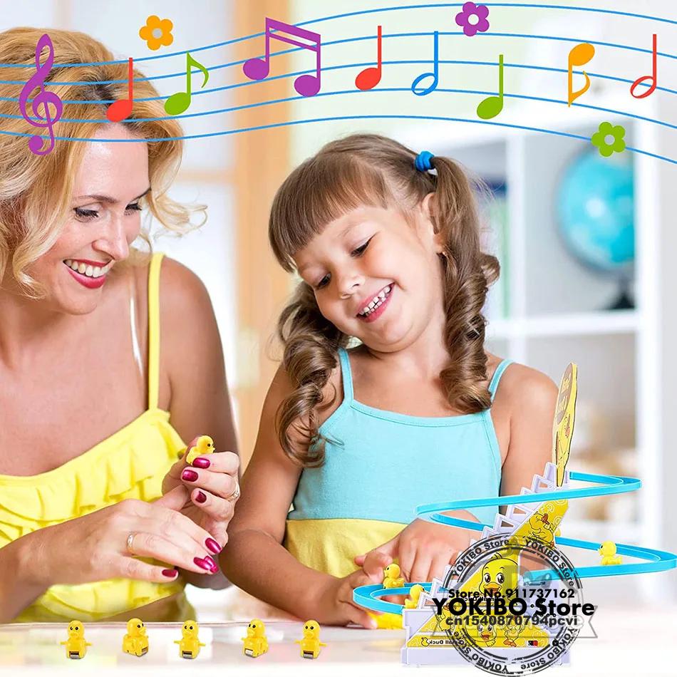 Jucării pentru bebeluși Jucării electrice cu pistă de rață Tobogan Băieți Fete Jucărie electrică pentru urcat Scări Lumini cu LED Jucării muzicale pentru tobogan pentru copii