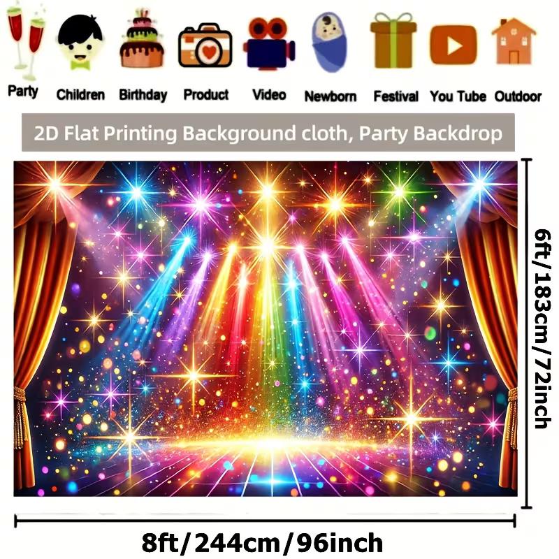 Sfondo Photo Booth Palco Arcobaleno Scintillante, Tenda Sfondo Spotlight Glitterata per Feste a Tema e Concerti
