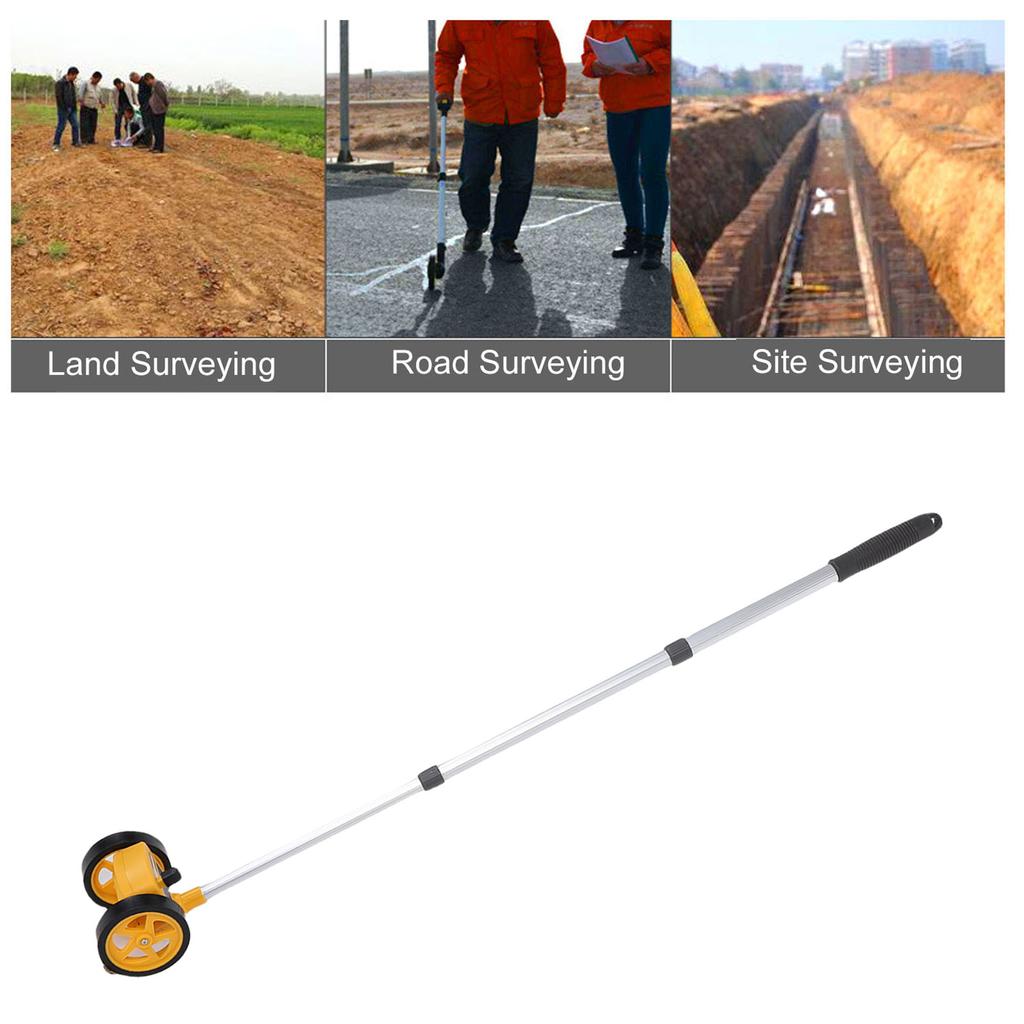 Rolling Measuring Wheel Dual 4in Accurate Distance Measurement Tool 0- 9.9m Lightweight with Telescopic Rod for Construction Landscaping Projects