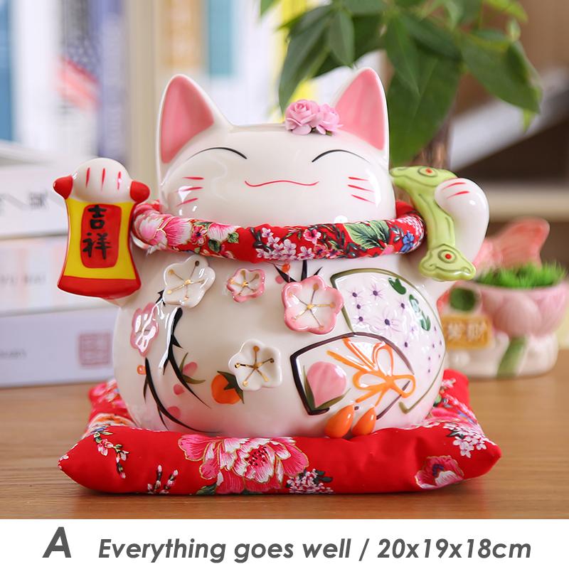 8 Inch Ceramic Maneki Neko Abacus Design Lucky Fortune Cat Money Box Figurine Feng Shui Zen Decoration Ornament Coin Bank