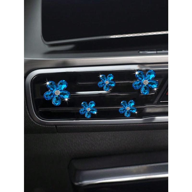 5 Pezzi Decorazione Strass a Forma di Fiore Cristallo Artificiale Clip per Bocchetta Aria Auto