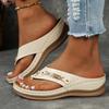 Infradito con zeppa da donna, comodi sandali infradito con supporto plantare, scarpe casual estive da spiaggia con suola antiscivolo
