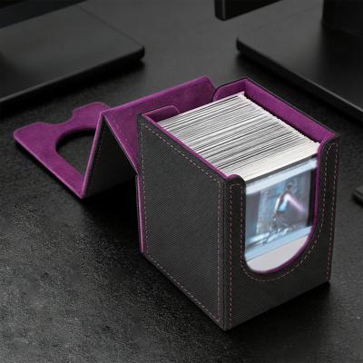 Card Deck Box Container for Cards, Large Capacity, PU Leather, Holds 200+, Trading Storage