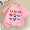 Heart Graphic Print Children Tshirts Summer Casual Fashion Kawaii Girls Colorful Tops Kids ONeck Short Sleeve Tshirts