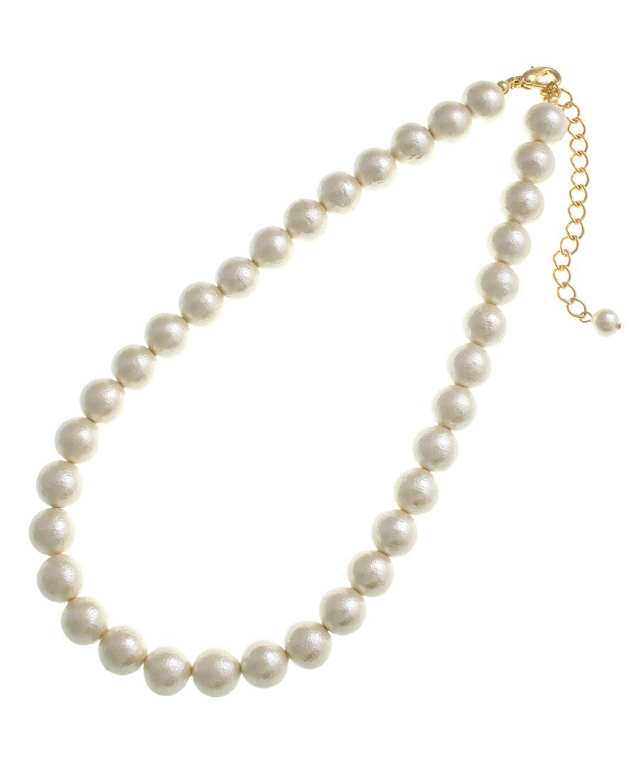 [VINGTAINE] VINGTAINE Necklace Cotton Pearl Short 10mm Choker Kiska C3268A White
