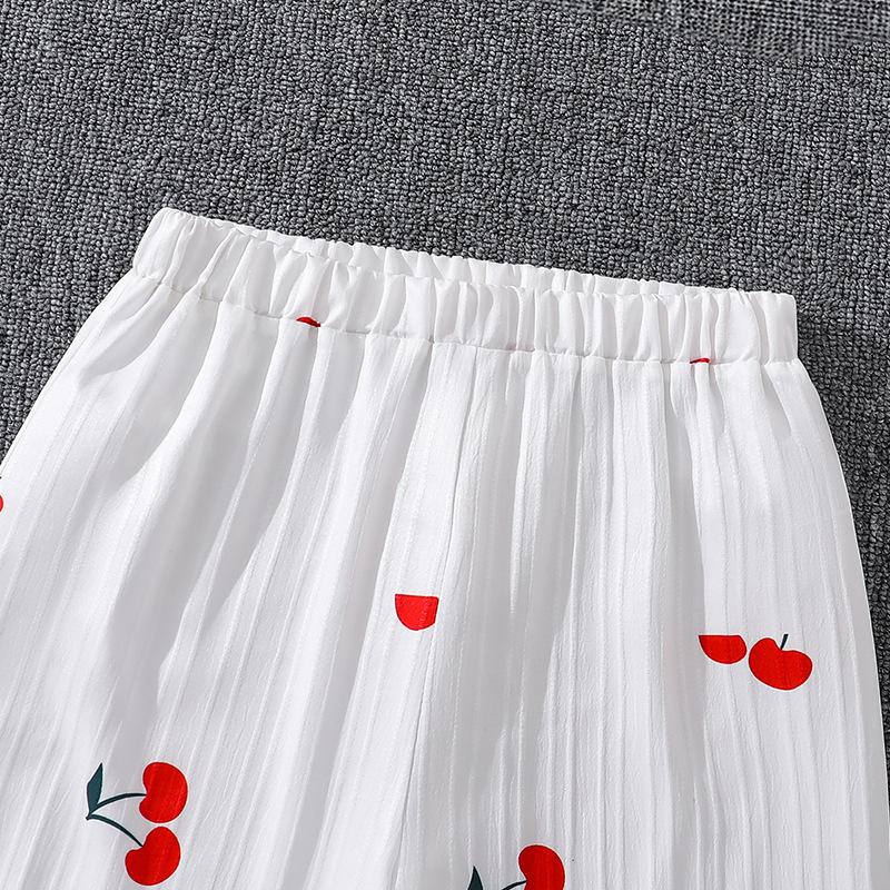 Mädchen Herbst Outfit Neuer Europäischer und Amerikanischer Stil Niedlicher Kirschdruck Langarmshirt Top und Lange Hose